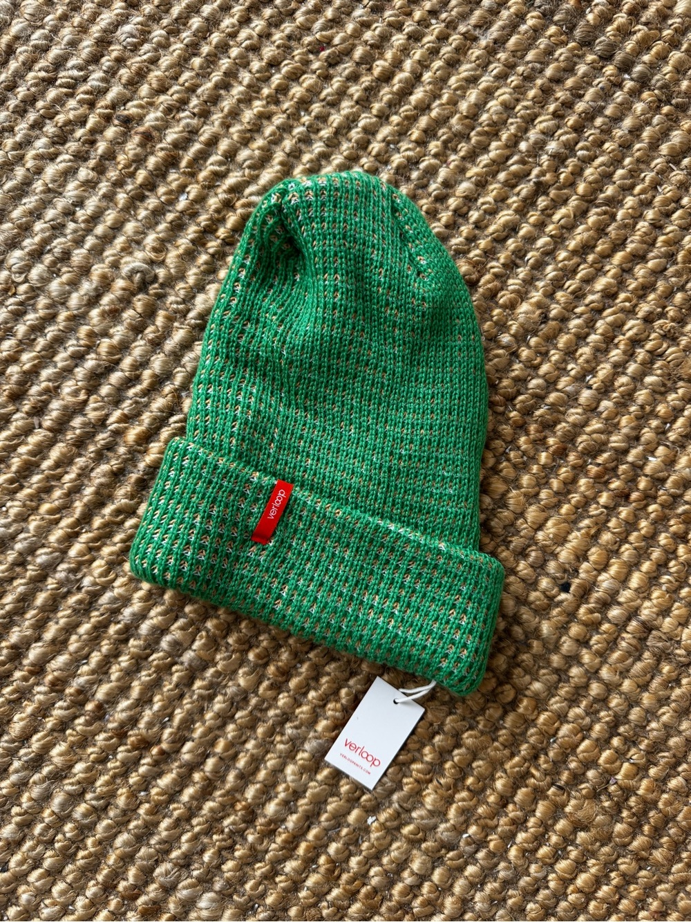 Verloop Kids Green Ribbed Knit Beanie with Folded Cuff